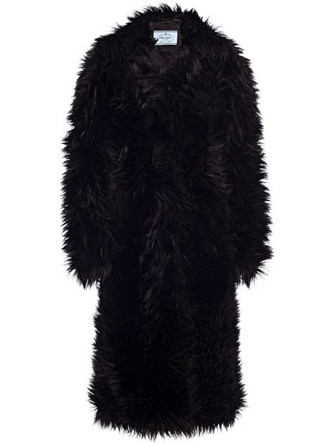 prada black faux fur coat|prada coat price.